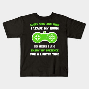 Gamer Every Now And Then I Leave My Room Funny Gaming Gamer Gift Kids T-Shirt